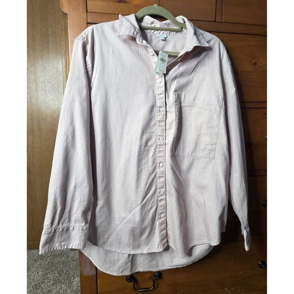aerie Tops - NWT Aerie Button Up Cotton Shirt Size Medium Oversized Pink Preppy Classic